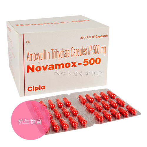 【お届けまで2-3週間】ノバモックスアモキシシリン(Amoxicillin)500mg 90カプセル